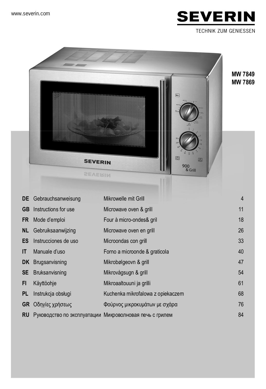 SEVERIN MW7869 User Manual