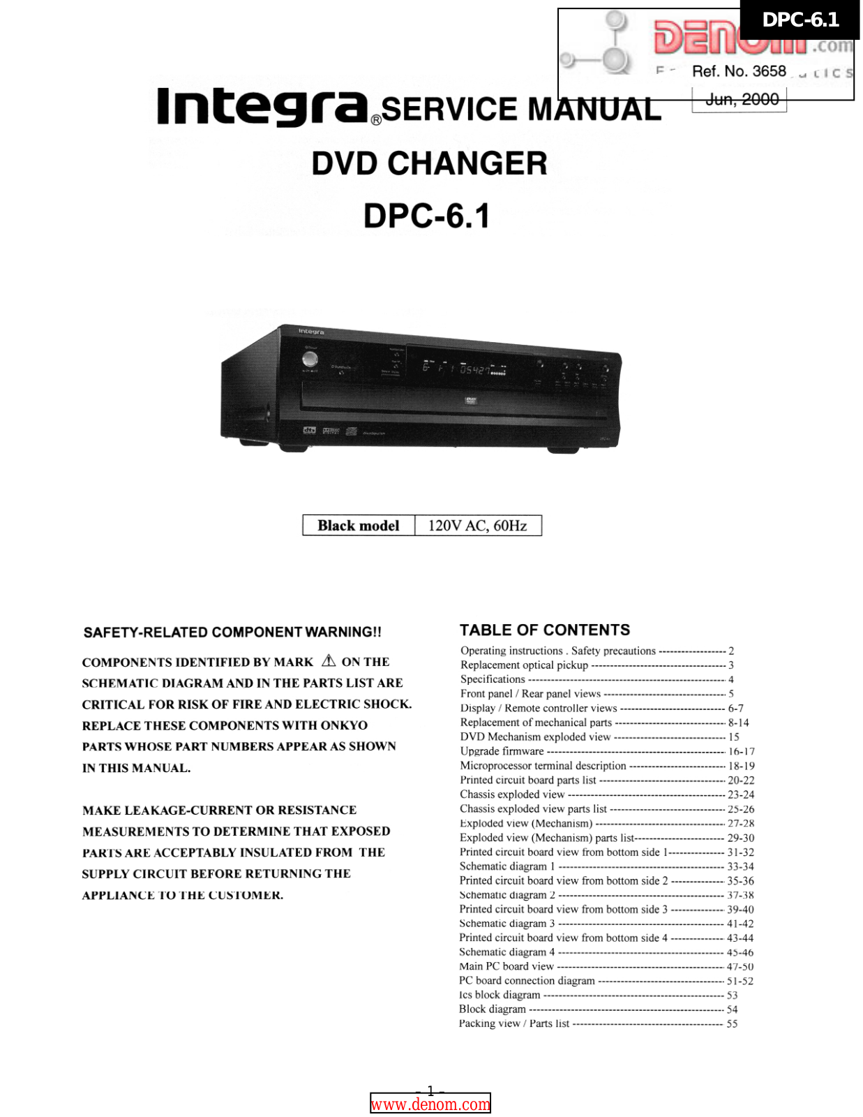 Onkyo DPC-6.1, DPC-6.1 Service manual