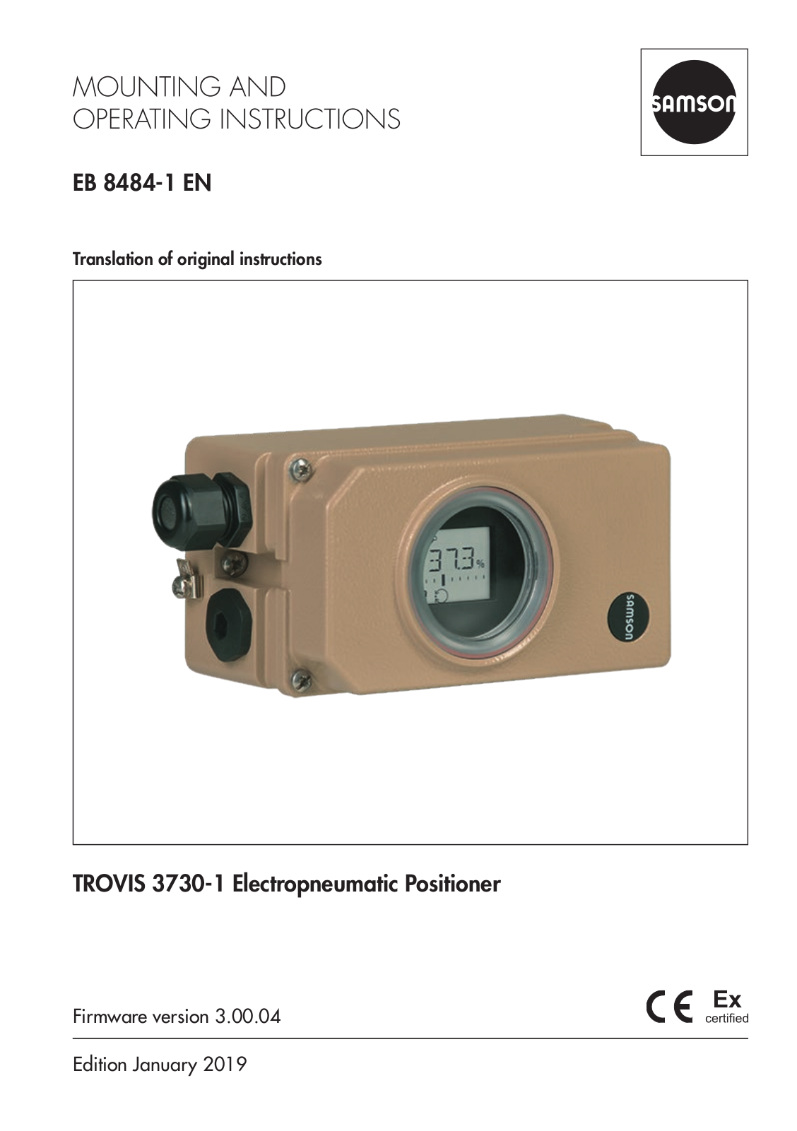 Samson TROVIS 3730-1 Mounting And Operating Instructions