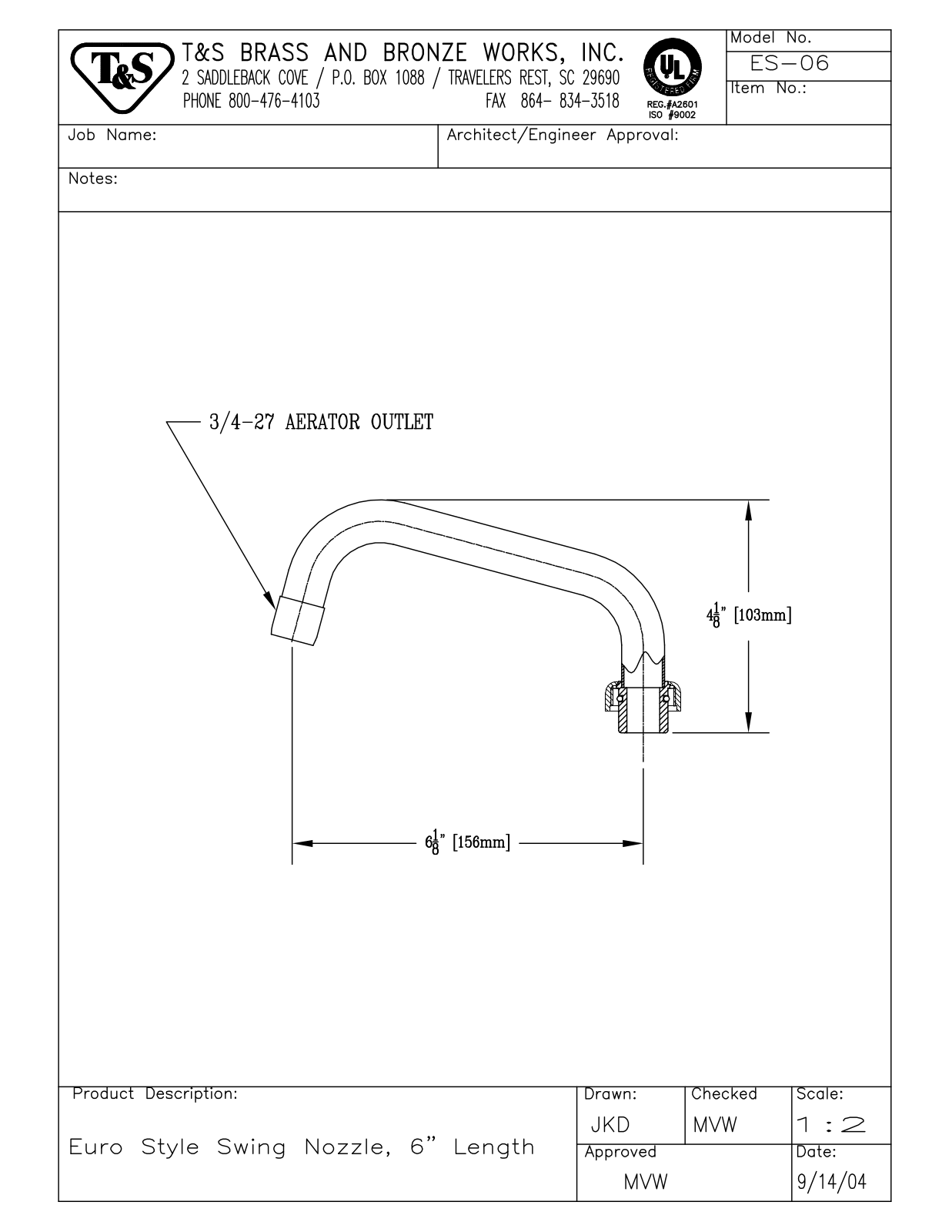 T&S Brass ES-06 User Manual