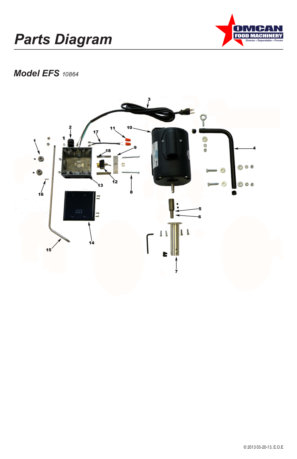 Omcan Food Machinery EFS Parts List