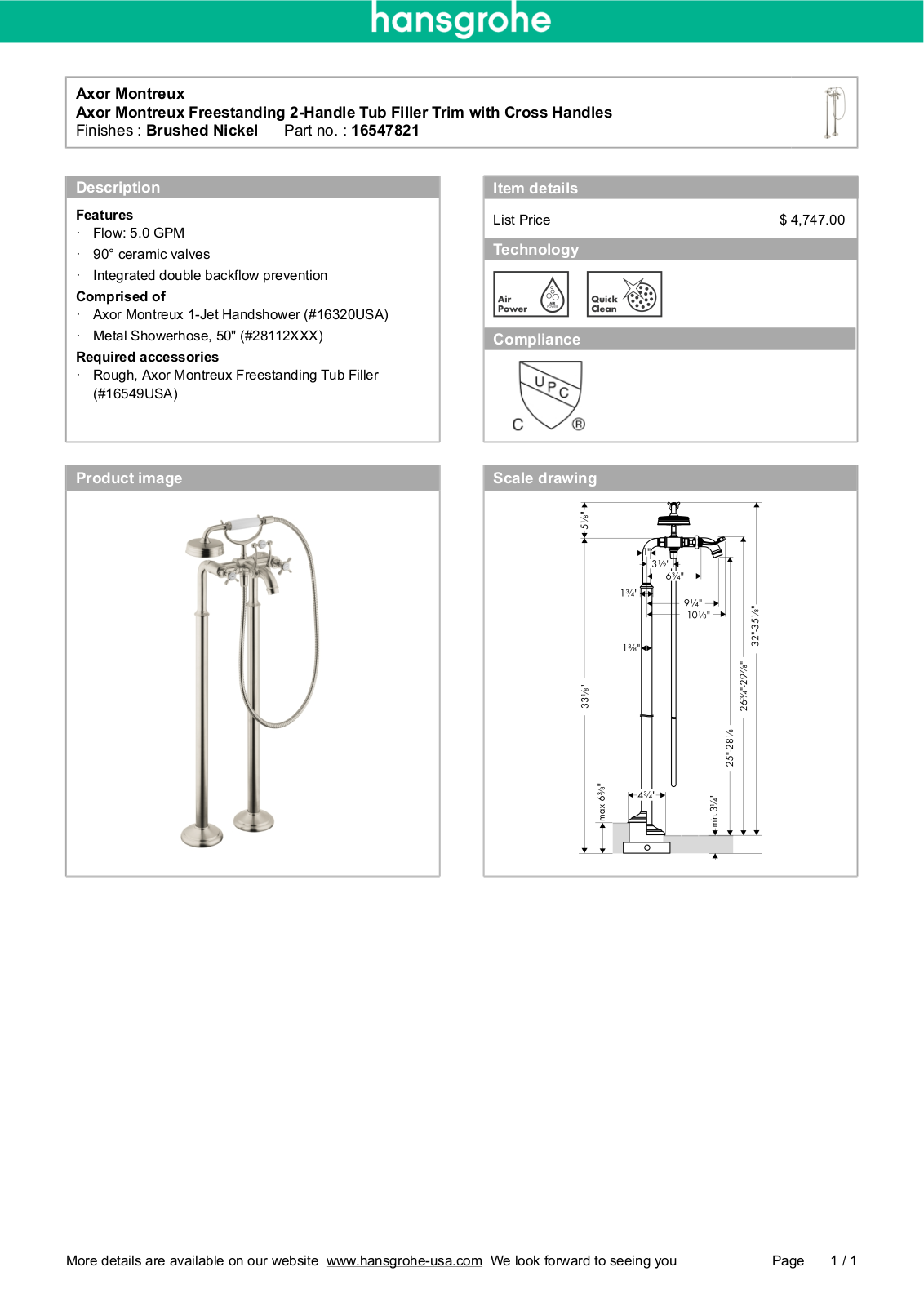 Axor HAN3167 Specifications - ManualMachine.com