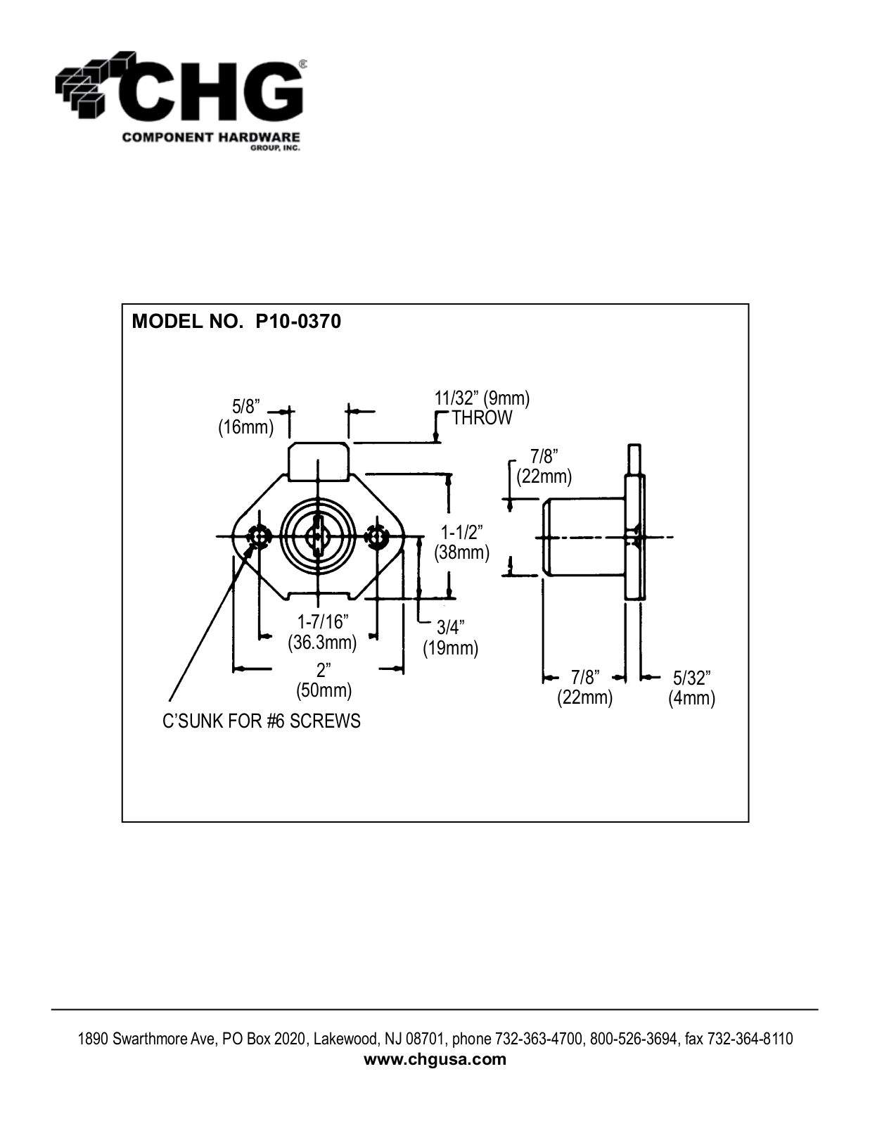 Component Hardware P10-0370 User Manual