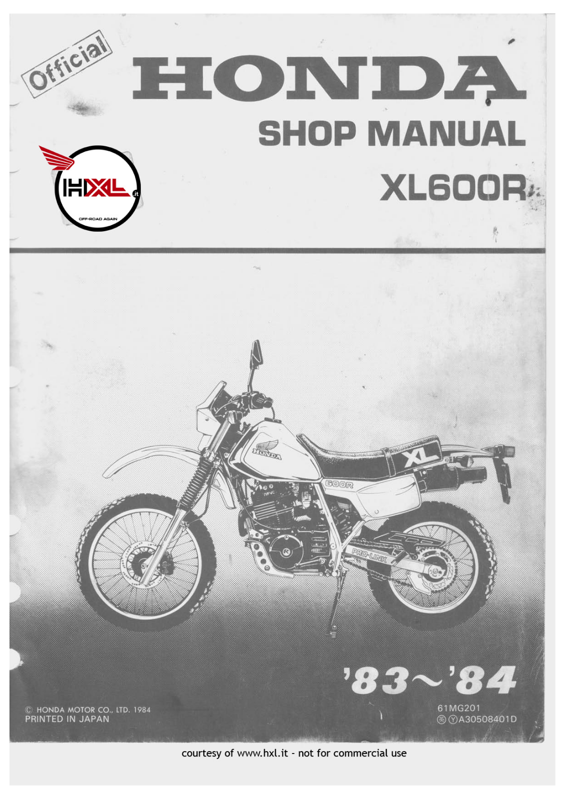 Honda XL600R Service Manual part 00