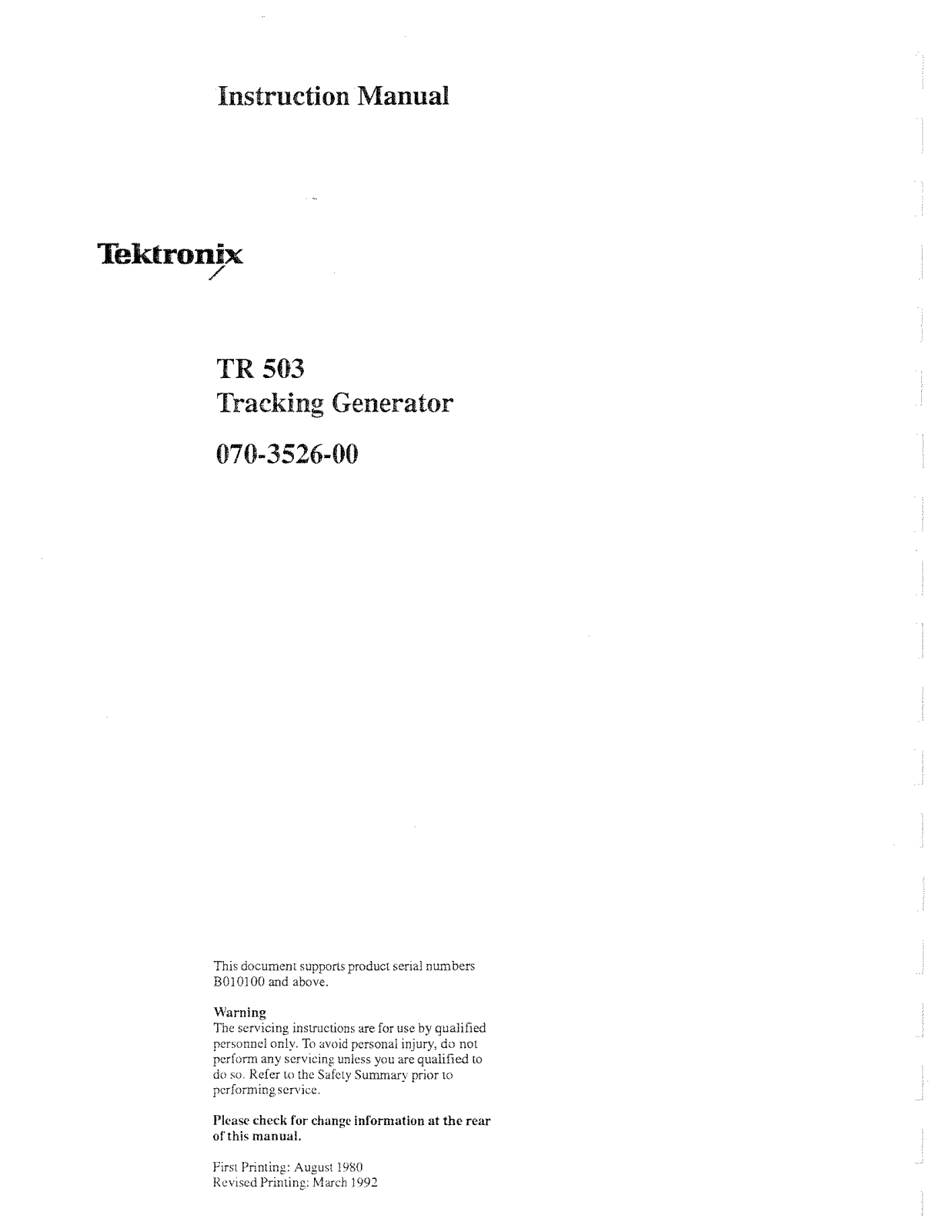 Tektronix TR 503 User Manual