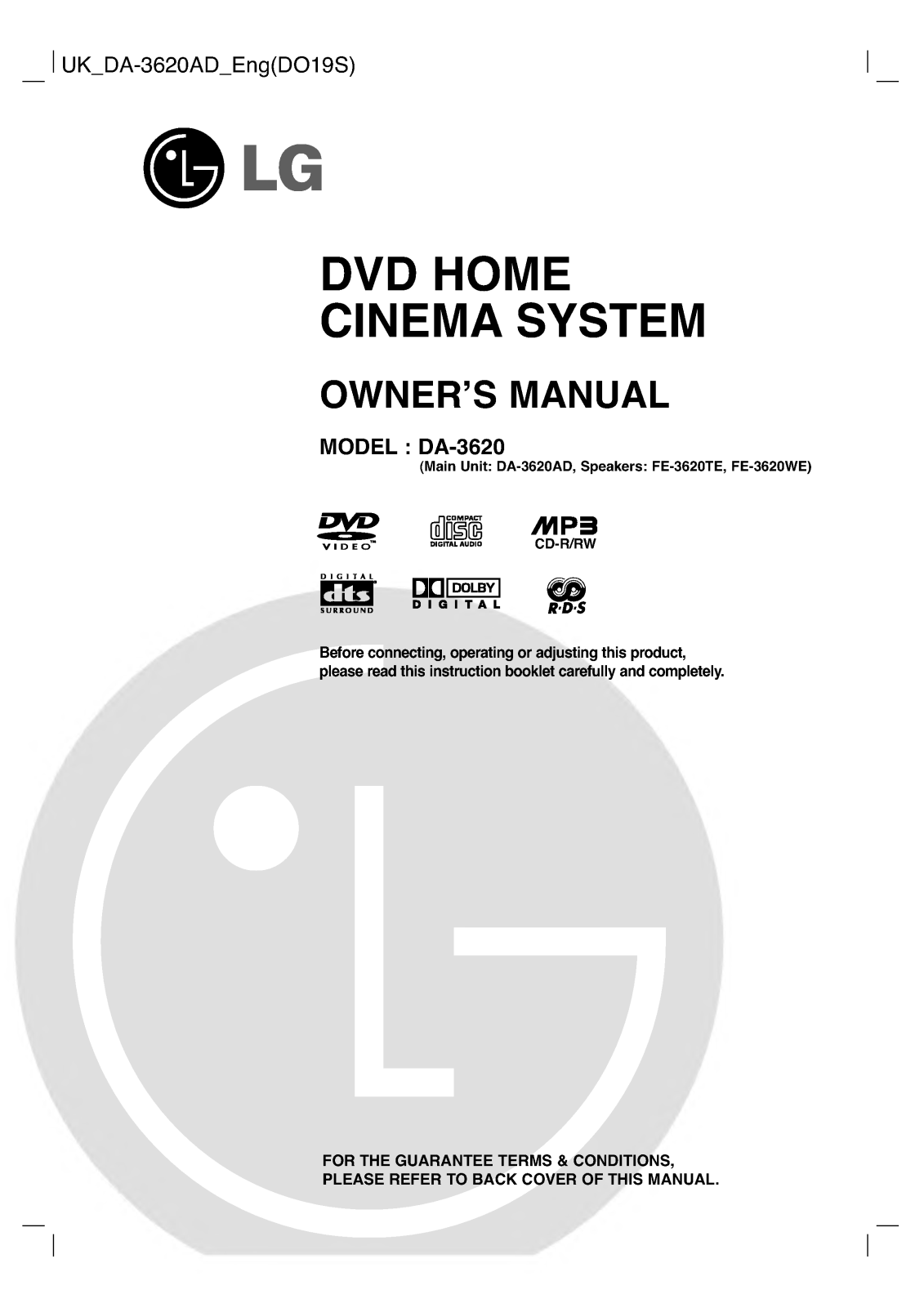 LG DA-3620AD User Manual