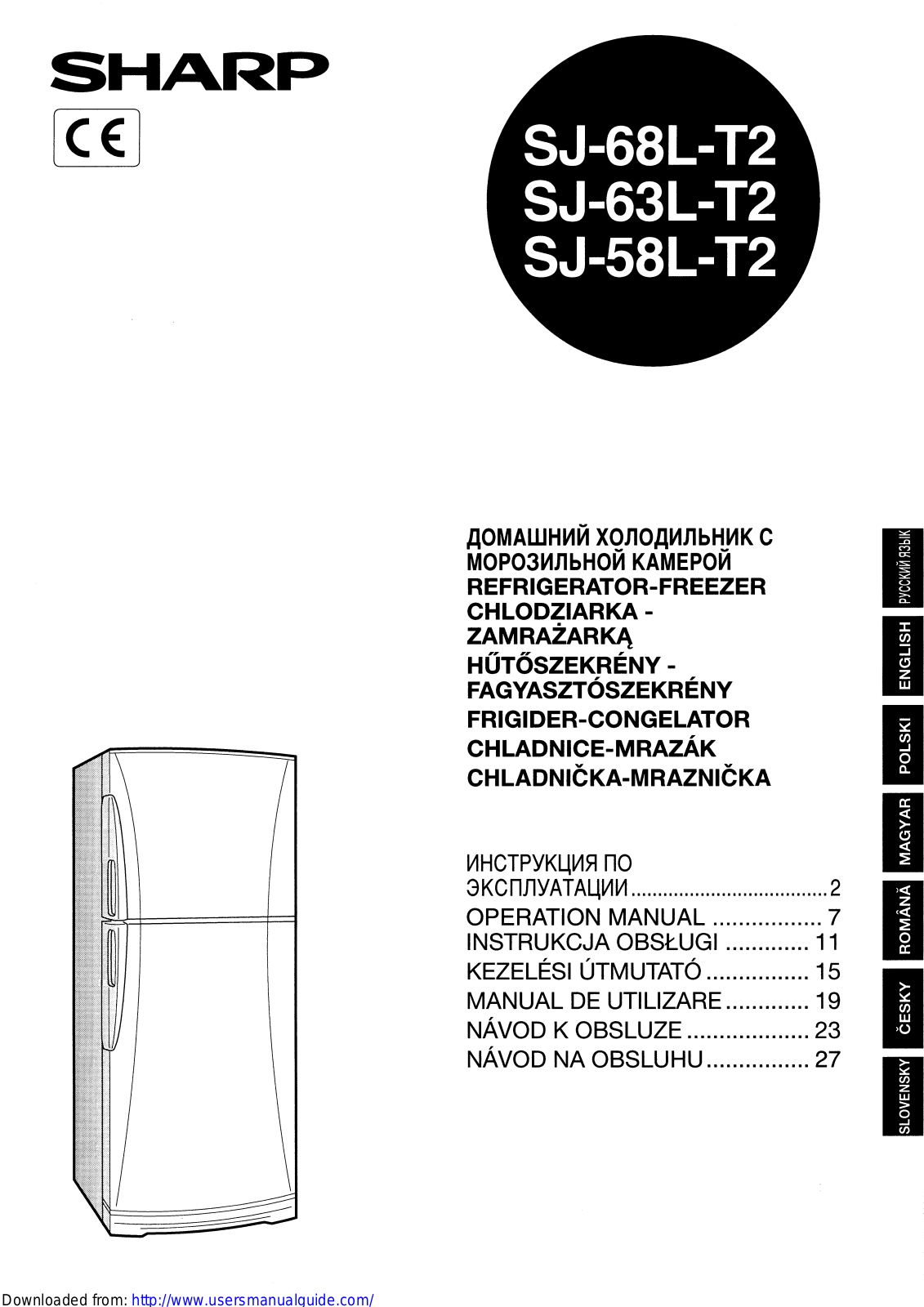 SHARP SJ-58L-T2/63L-T2/68L-T2 User Manual