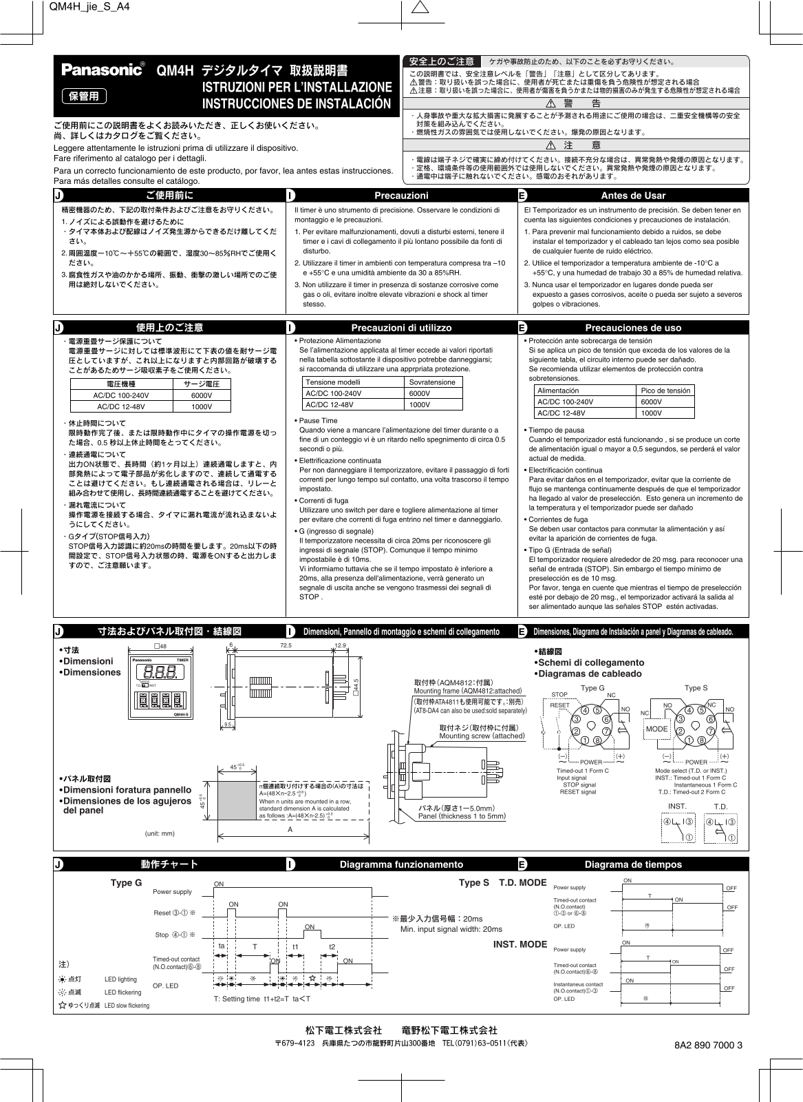 Panasonic QM4HSU2C48VJ User guide