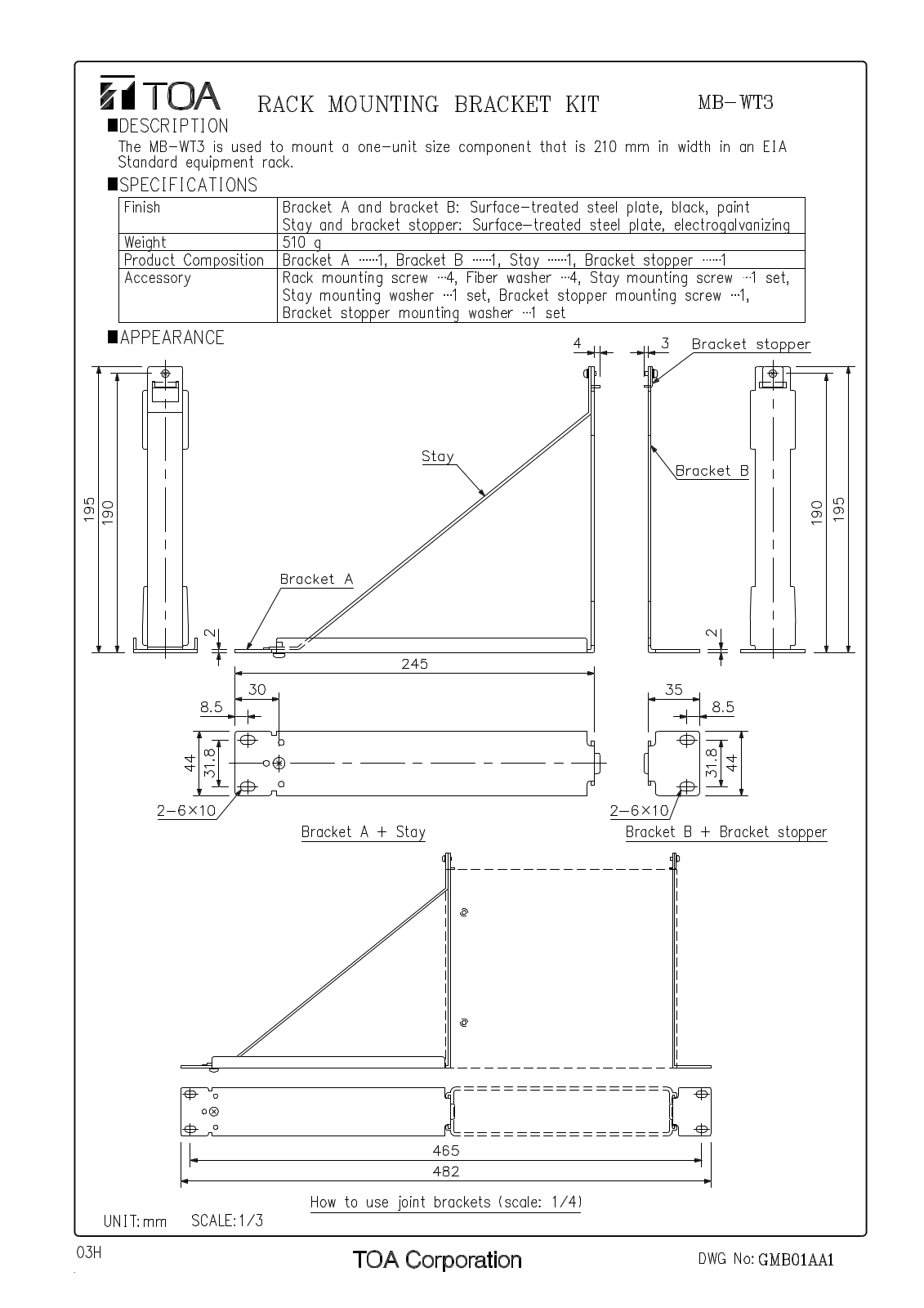 TOA MB-WT3 User Manual