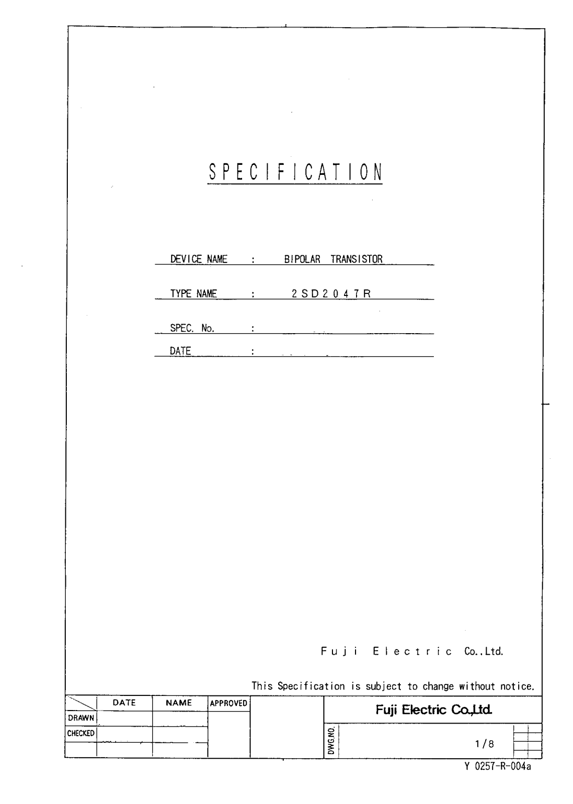 CALLM 2SD2047R Datasheet