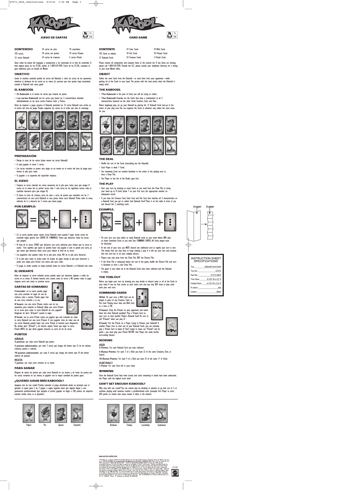 Fisher-Price G7273 Instruction Sheet