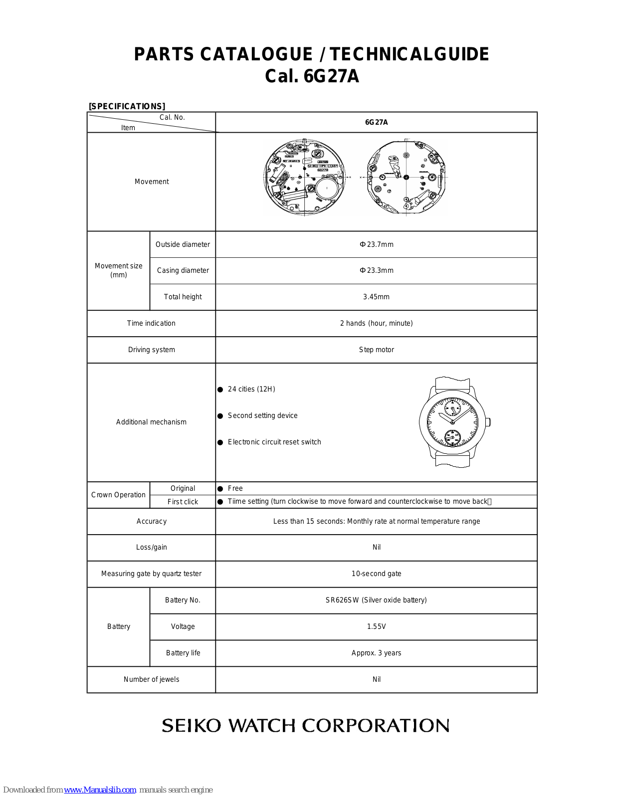 Seiko 6G27A Technical Manual