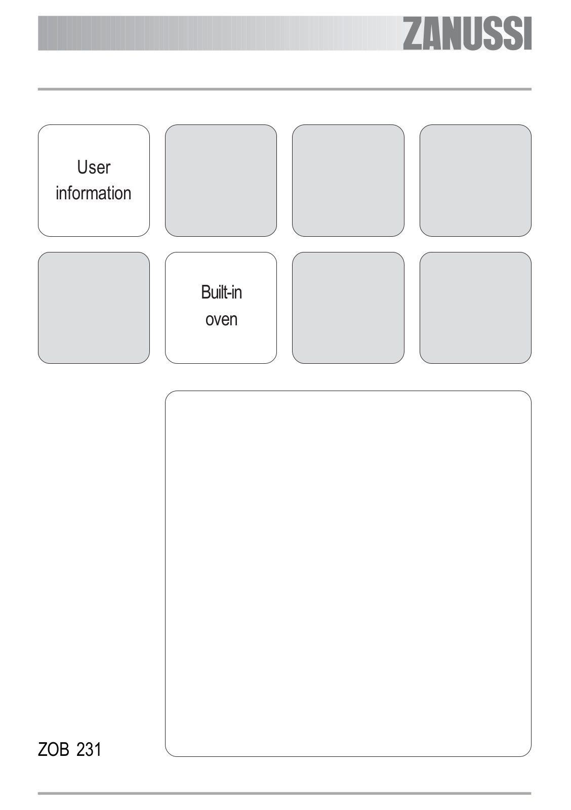 Zanussi ZOB231 USER MANUAL