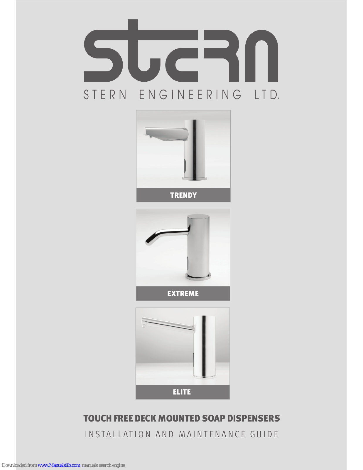 Stern ELITE SOAP DISPENSER E, TRENDY SOAP DISPENSER B, EXTREME SOAP DISPENSER E, TRENDY SD 1.6 E, EXTREME SOAP DISPENSER B Installation And Maintenance Manual