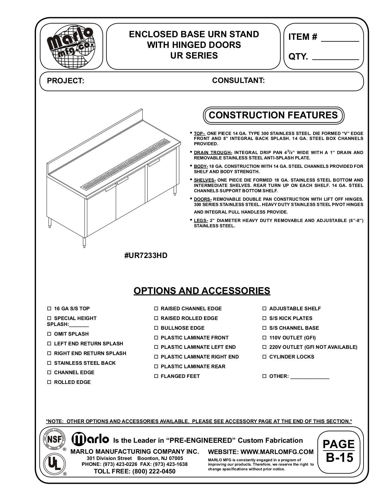 Marlo UR10830HD User Manual