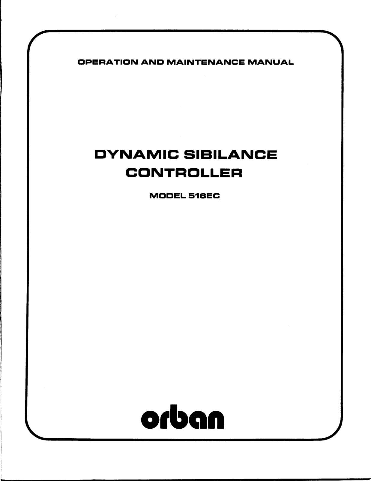 Orban 516EC Service manual