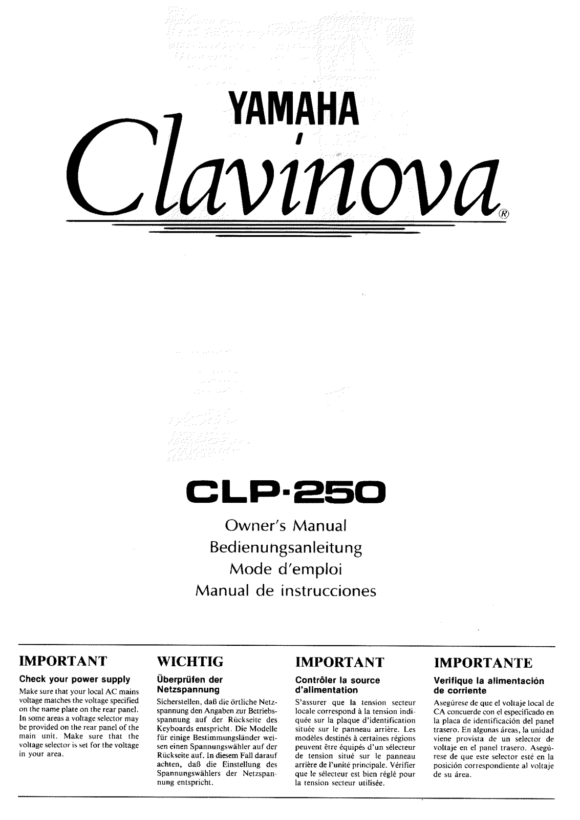 Yamaha CLP-250 User Manual