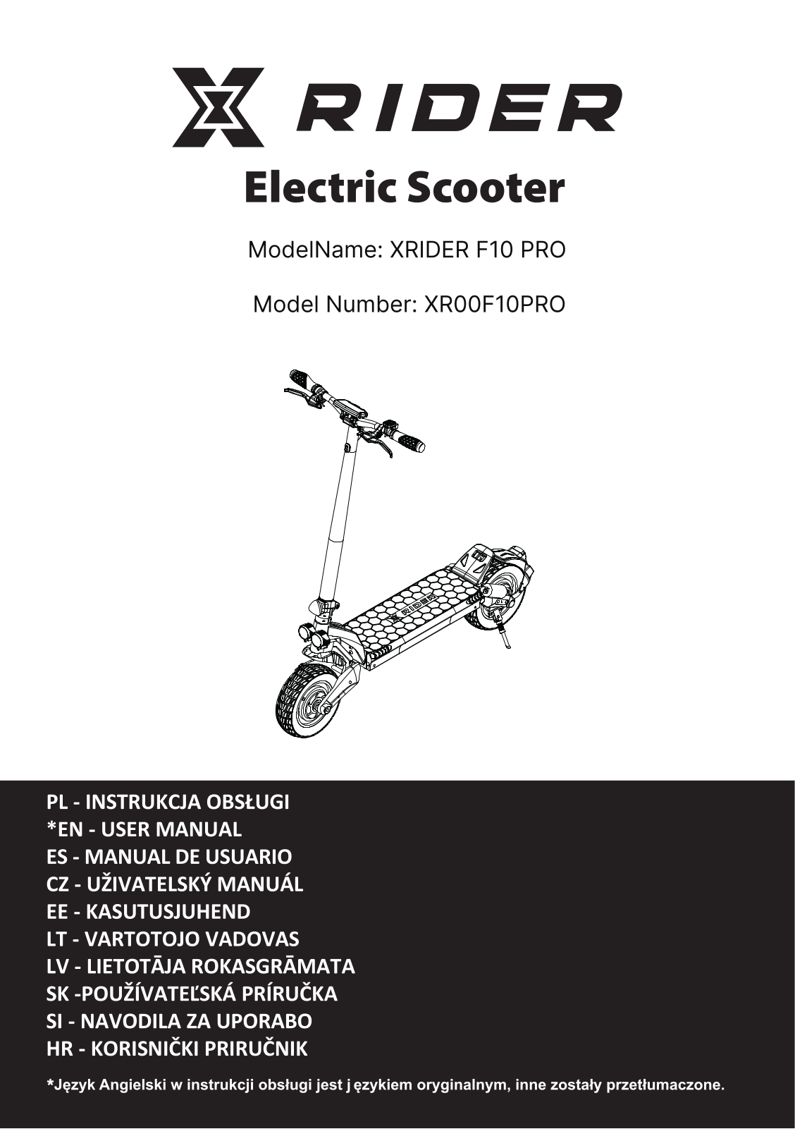 XRIDER F10 PRO, XR00F10PRO User guide - ManualMachine.com
