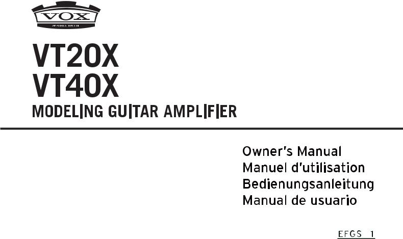 Vox VT20X, VT40X Owner`s Manual