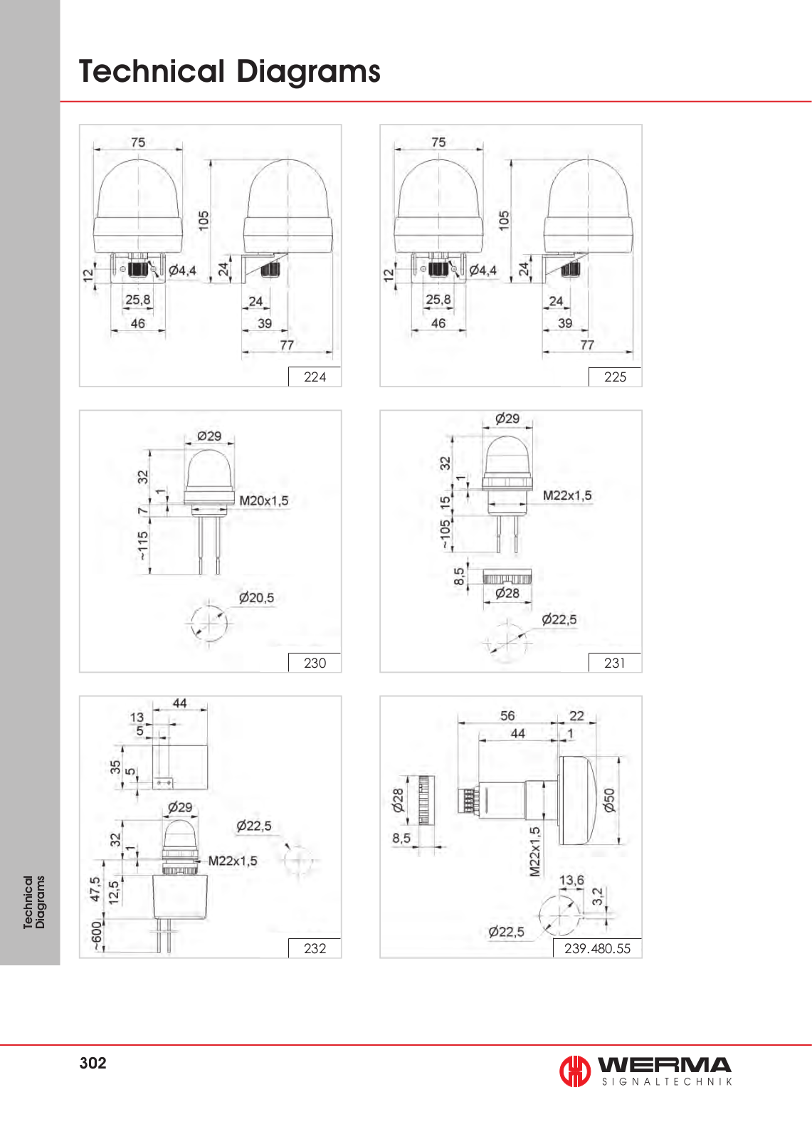 Werma 224, 225, 230, 231, 232 Technical Diagrams