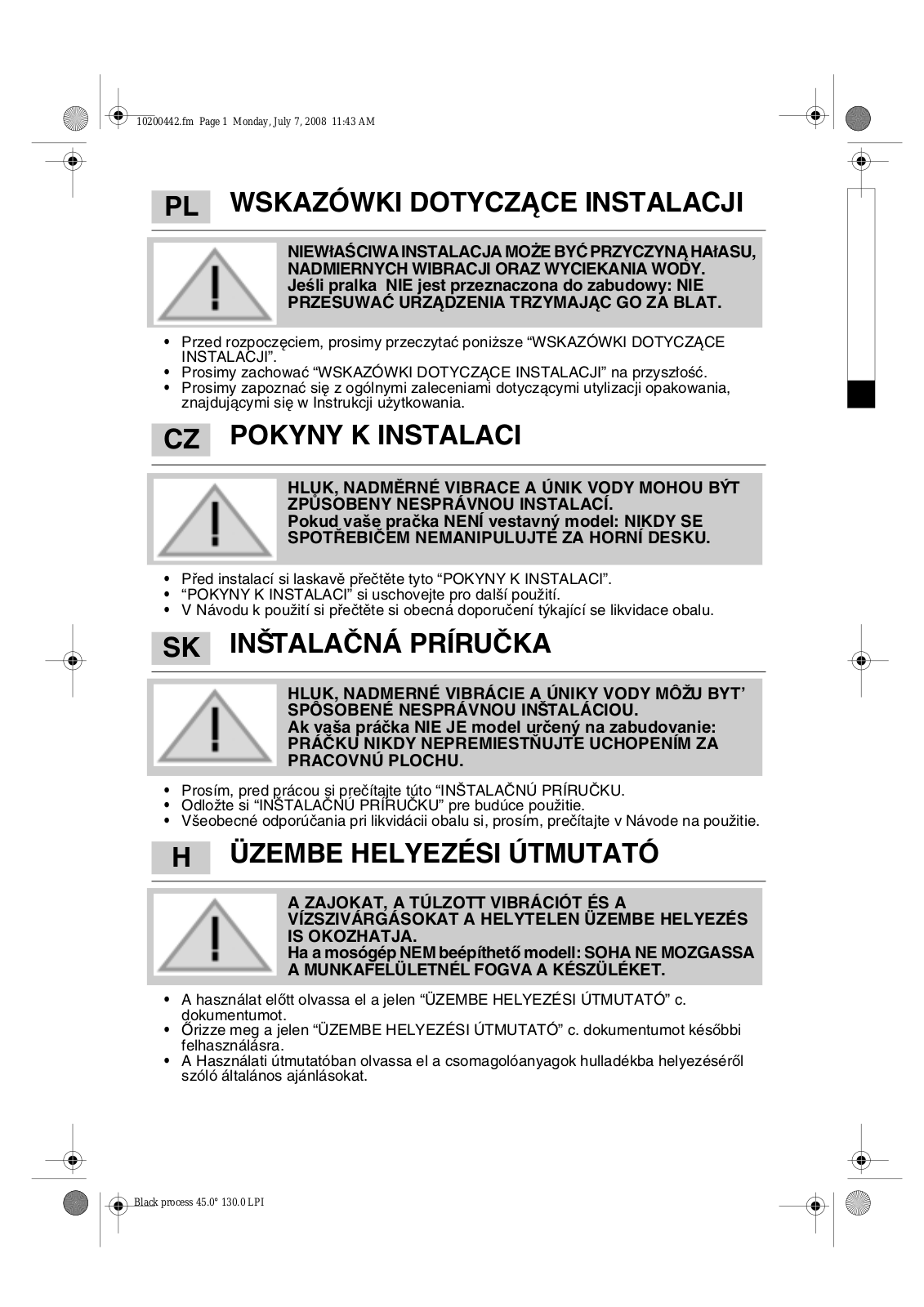 Whirlpool AWOE 8359 INSTRUCTION FOR USE