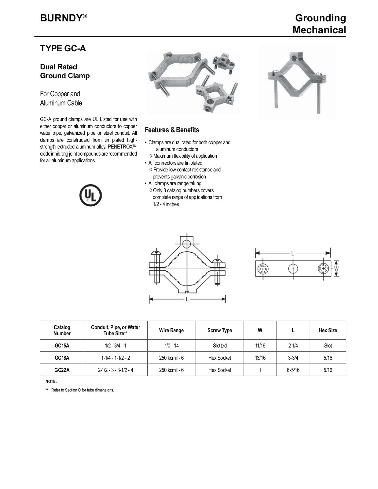 Burndy GC-A Catalog Page