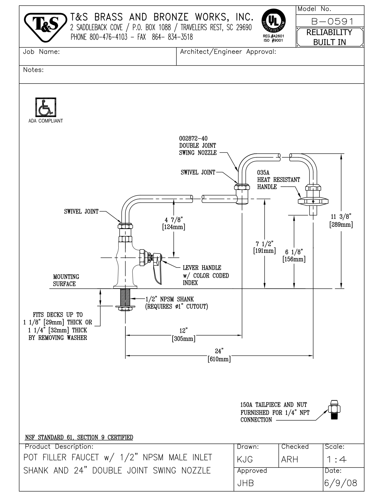 T & S Brass & Bronze Works B-0591 General Manual