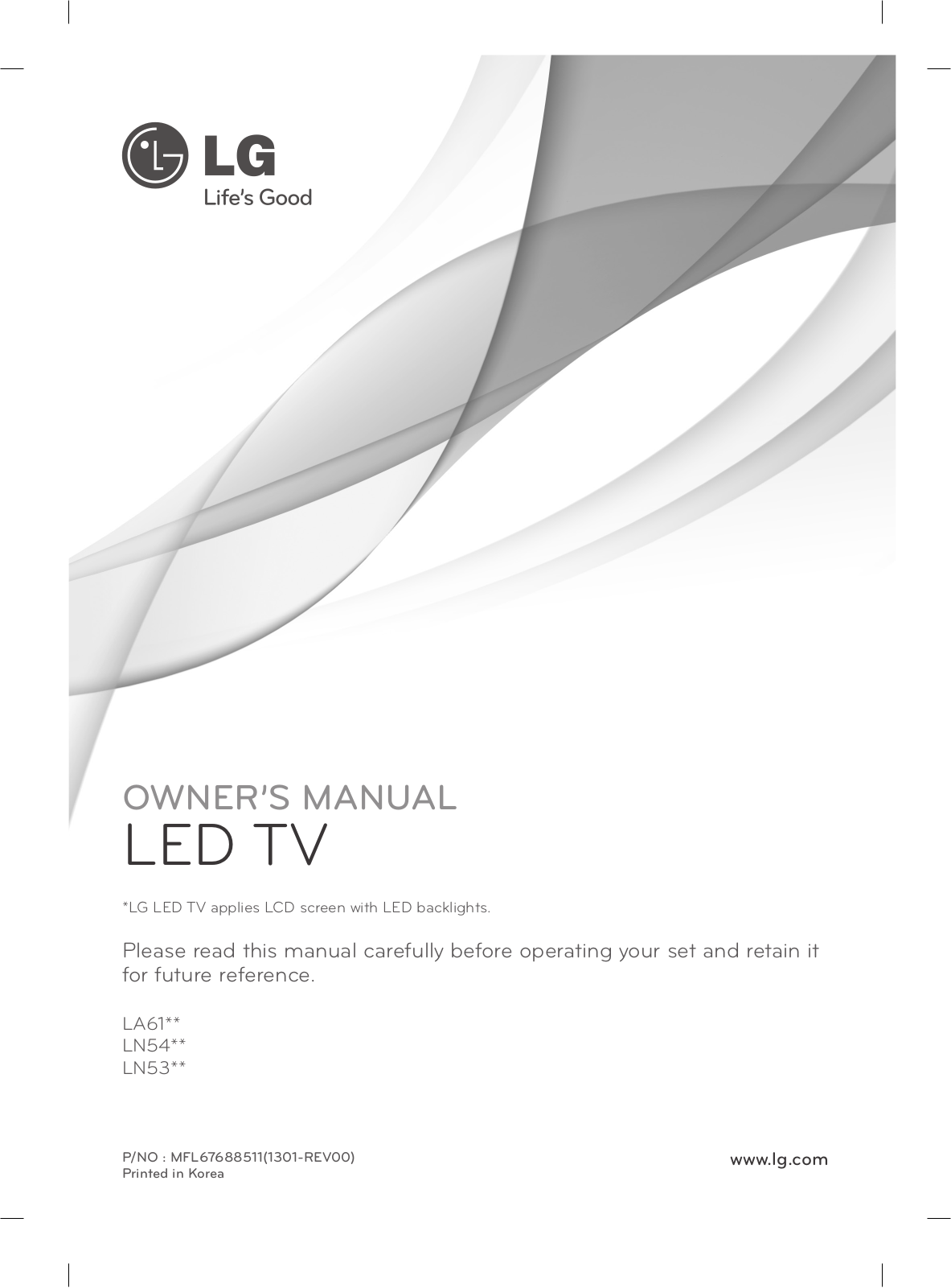 LG 50LN540V, 47LN5400, 47LN540V Owner's Manual
