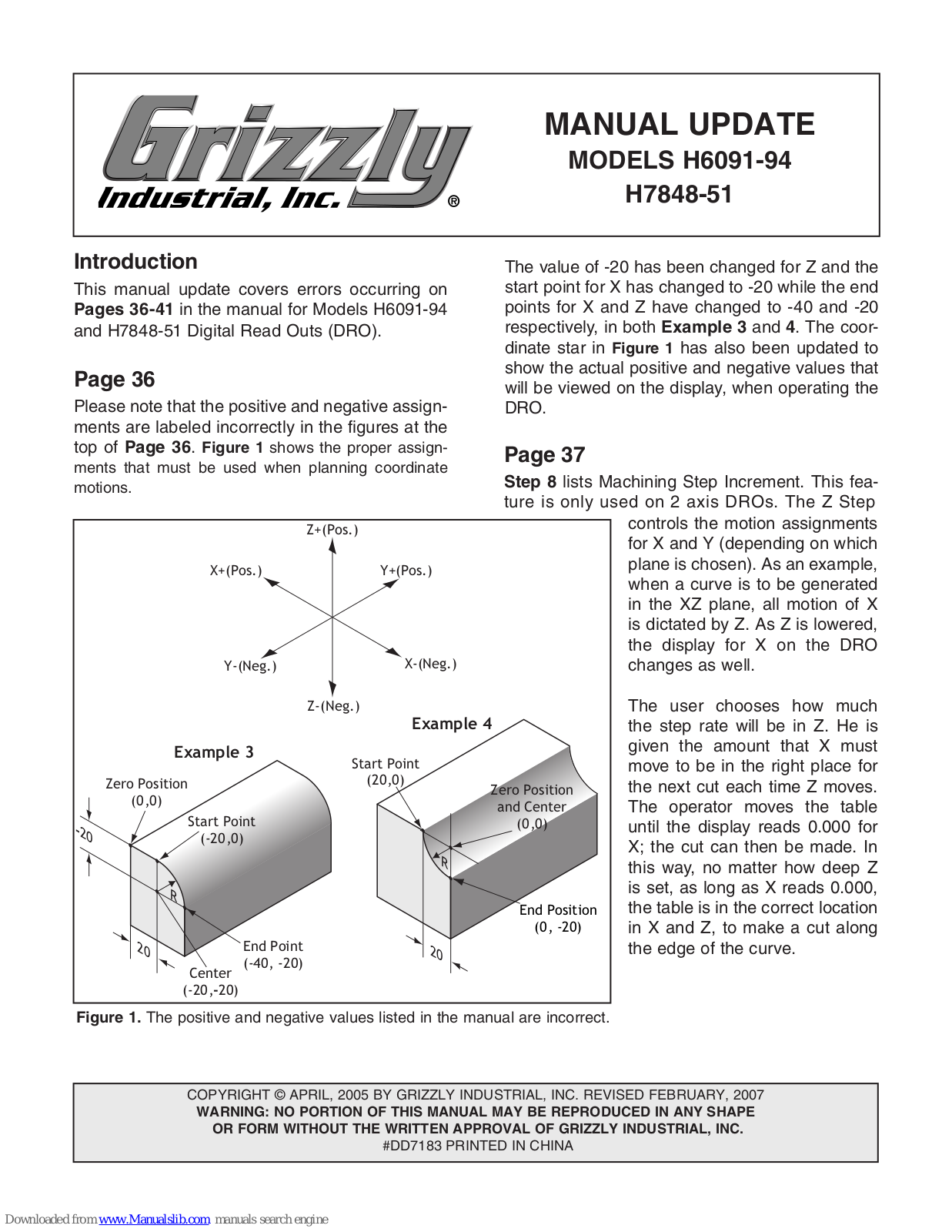 Grizzly H6091, H6094, H7848, H7851, H6091-94 Installation Manual