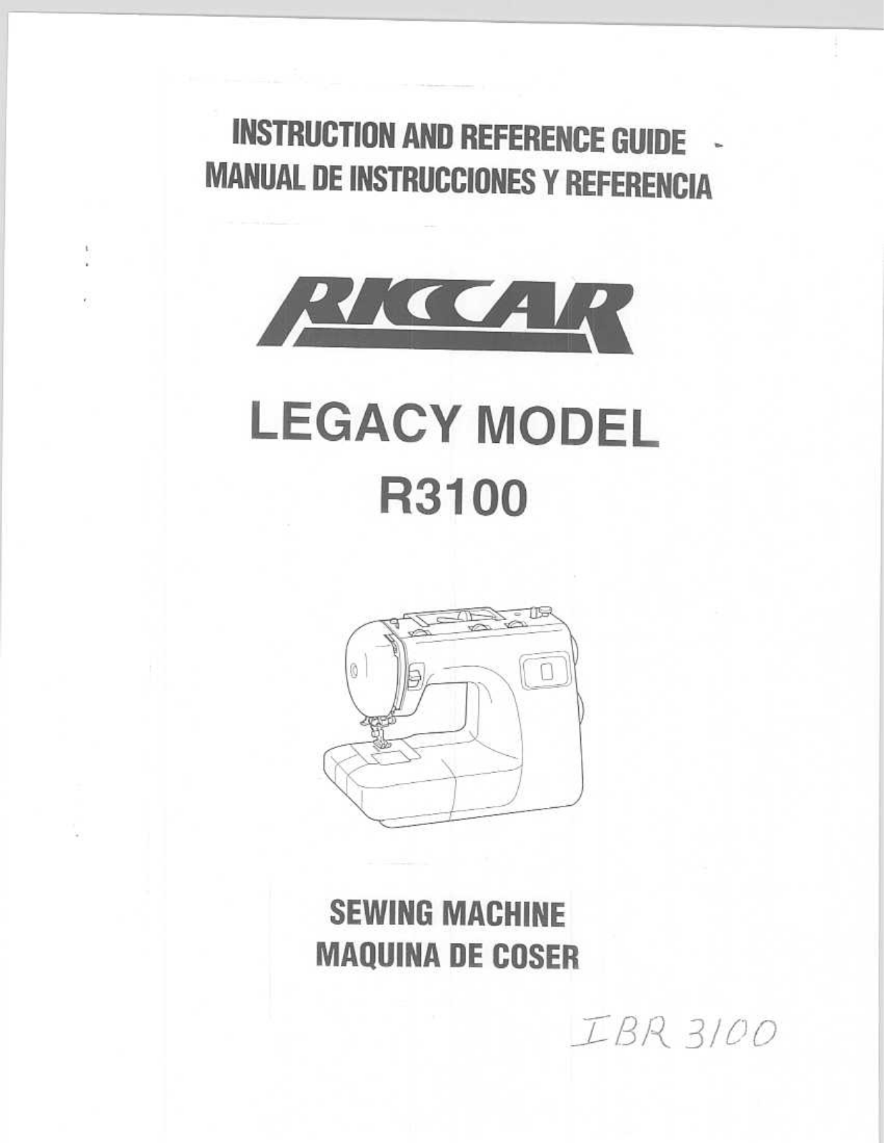 Riccar R3100 User Manual