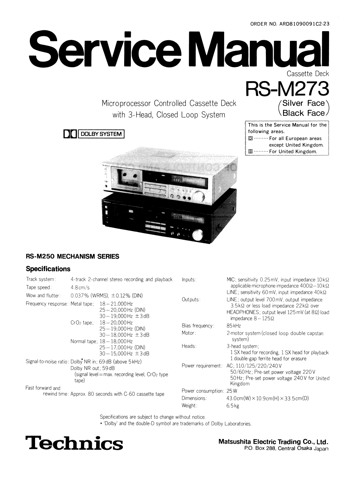 Technics RSM-273 Service manual