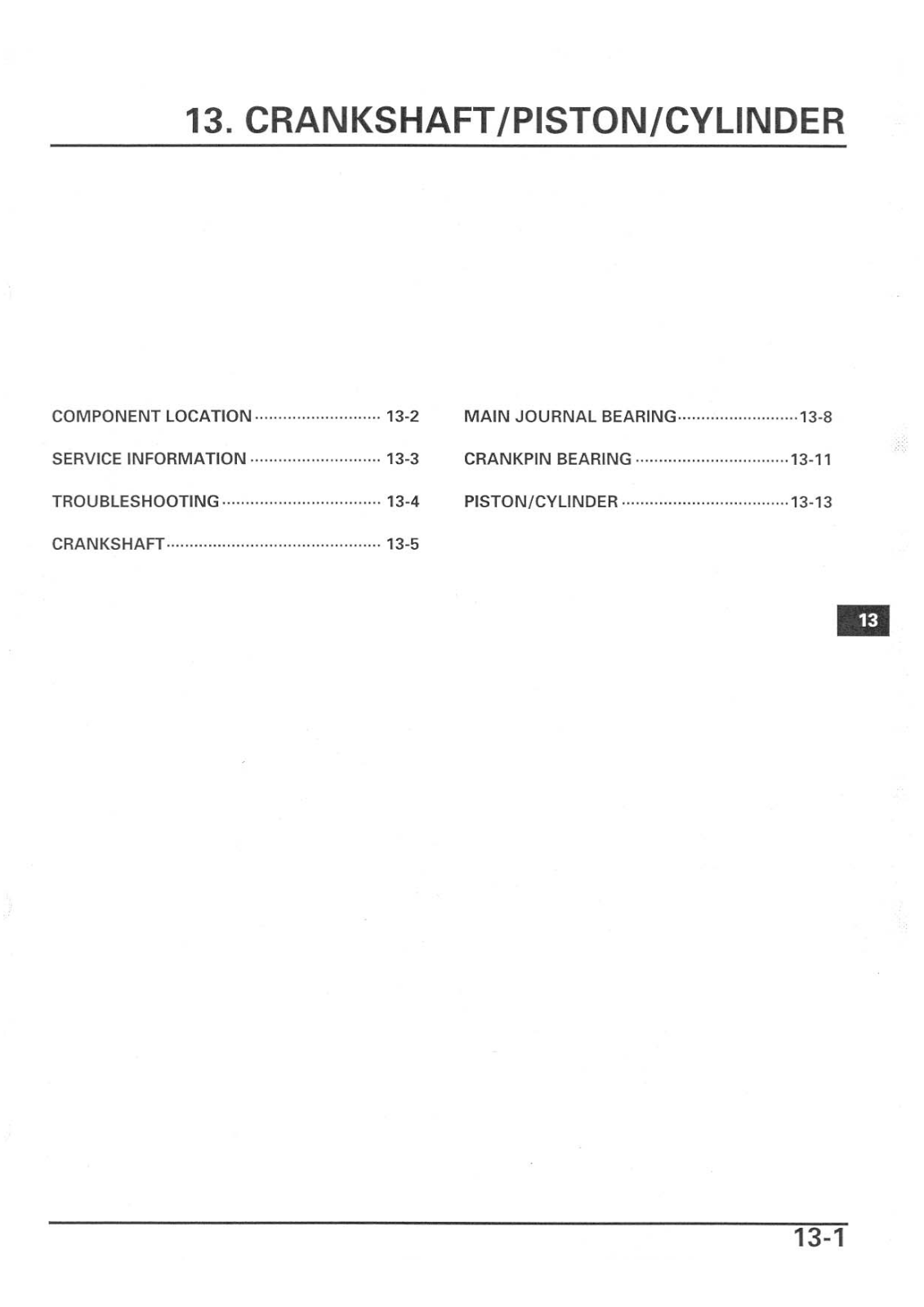 Honda CBR600RR '03 Service Manual Chapter 13 - Crankshaft, Pistons And Cylinder