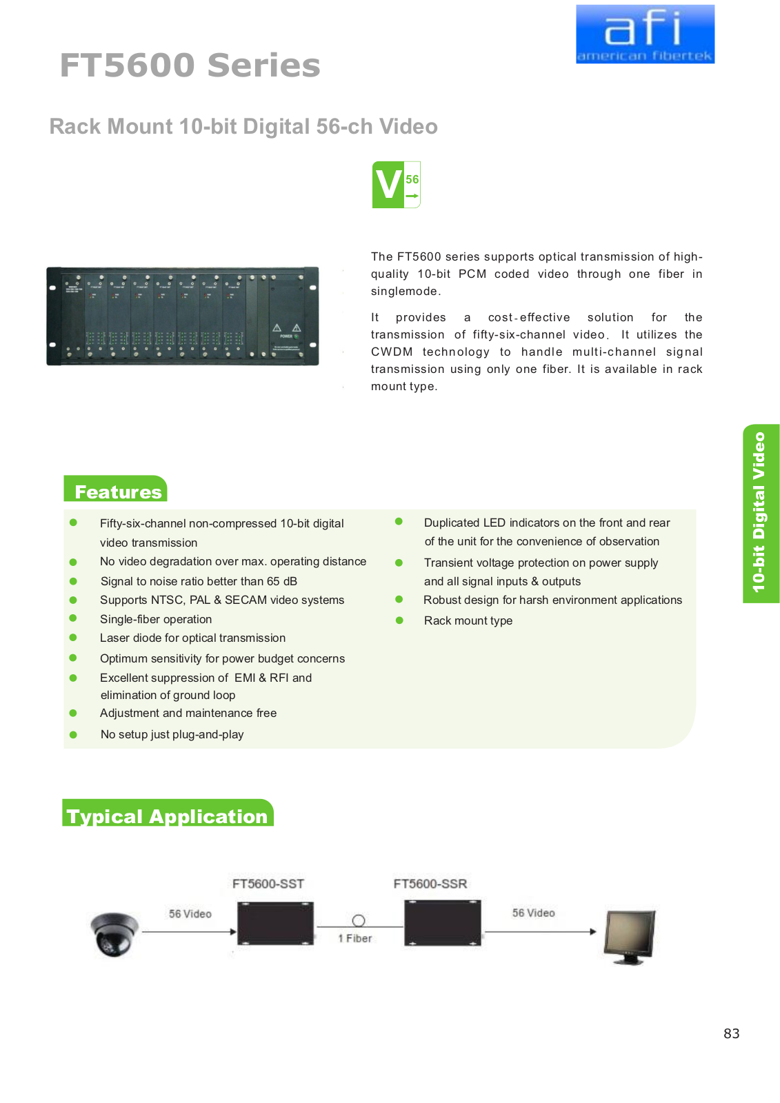 American Fibertek FT5600-SST, FT5600-SSR Specsheet