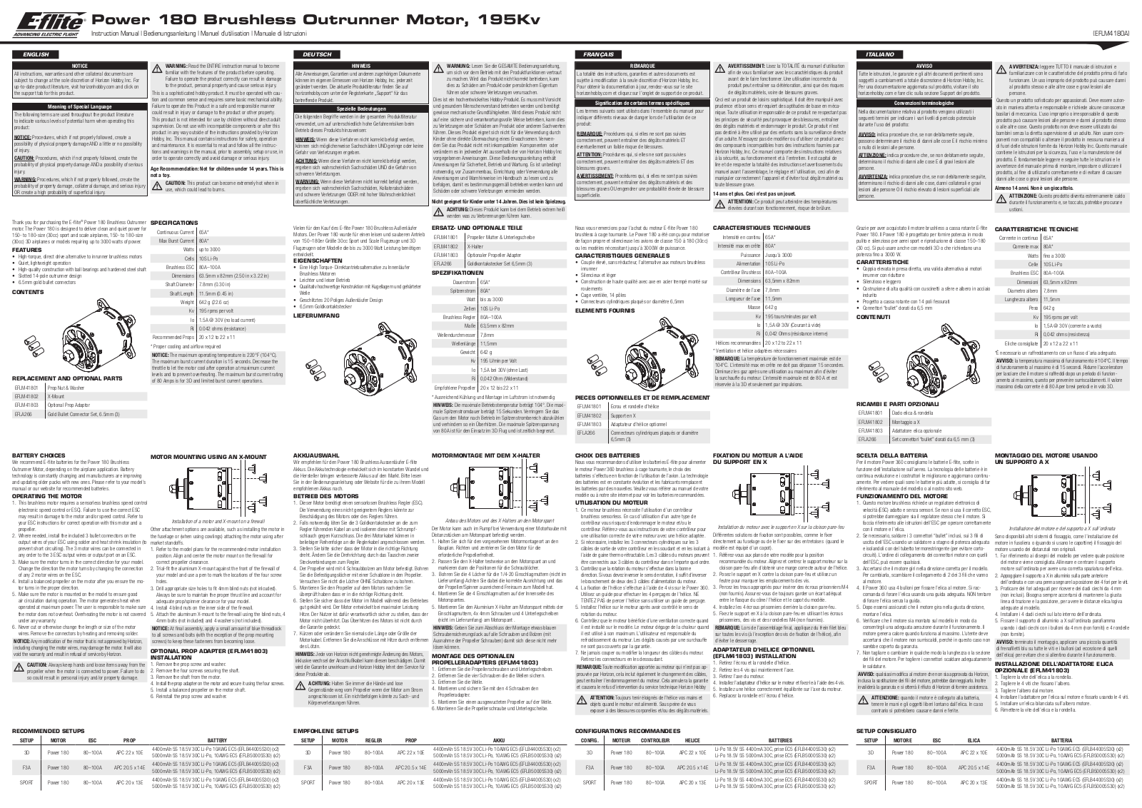 E-flite Power 180 User Manual