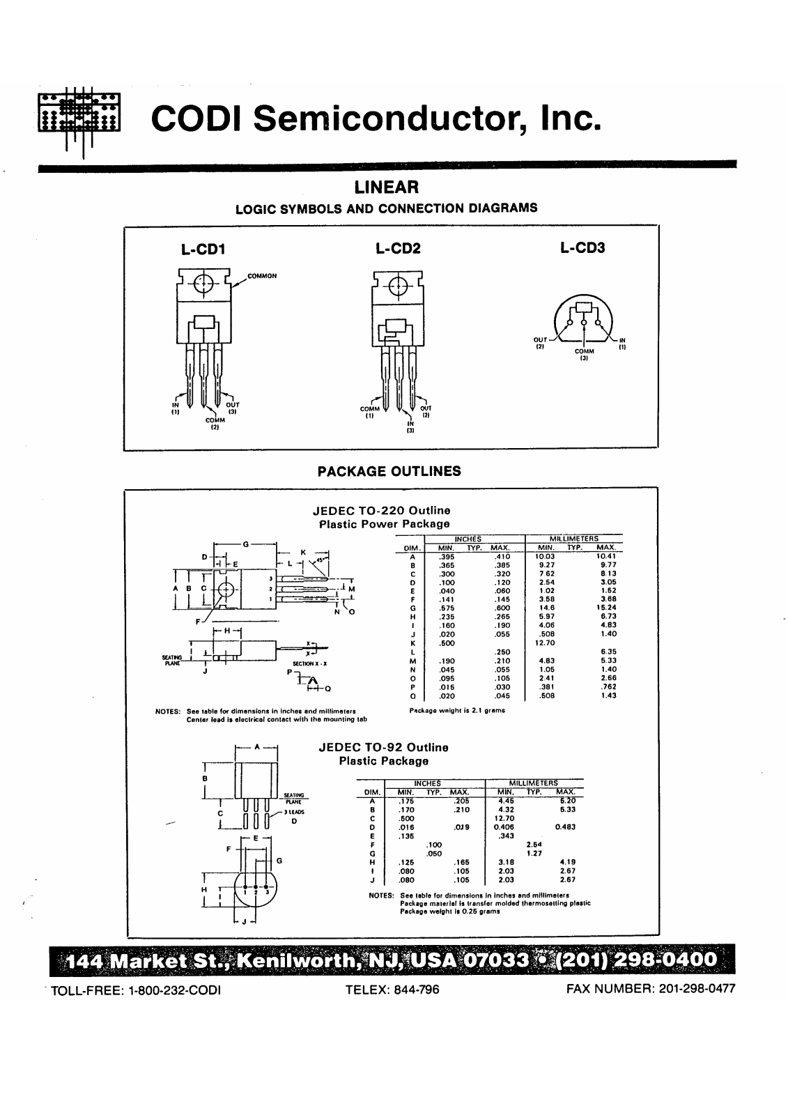 Codi L-CD1, L-CD2, L-CD3 Service Manual