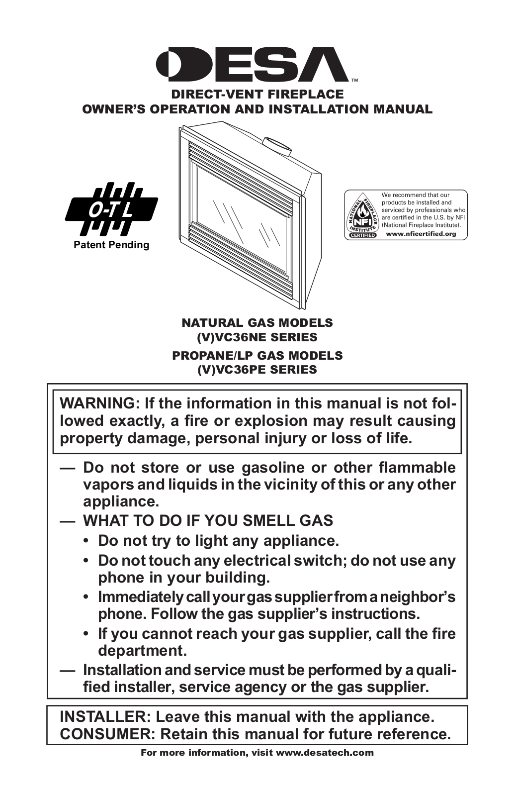 Desa VVC36NE User Manual