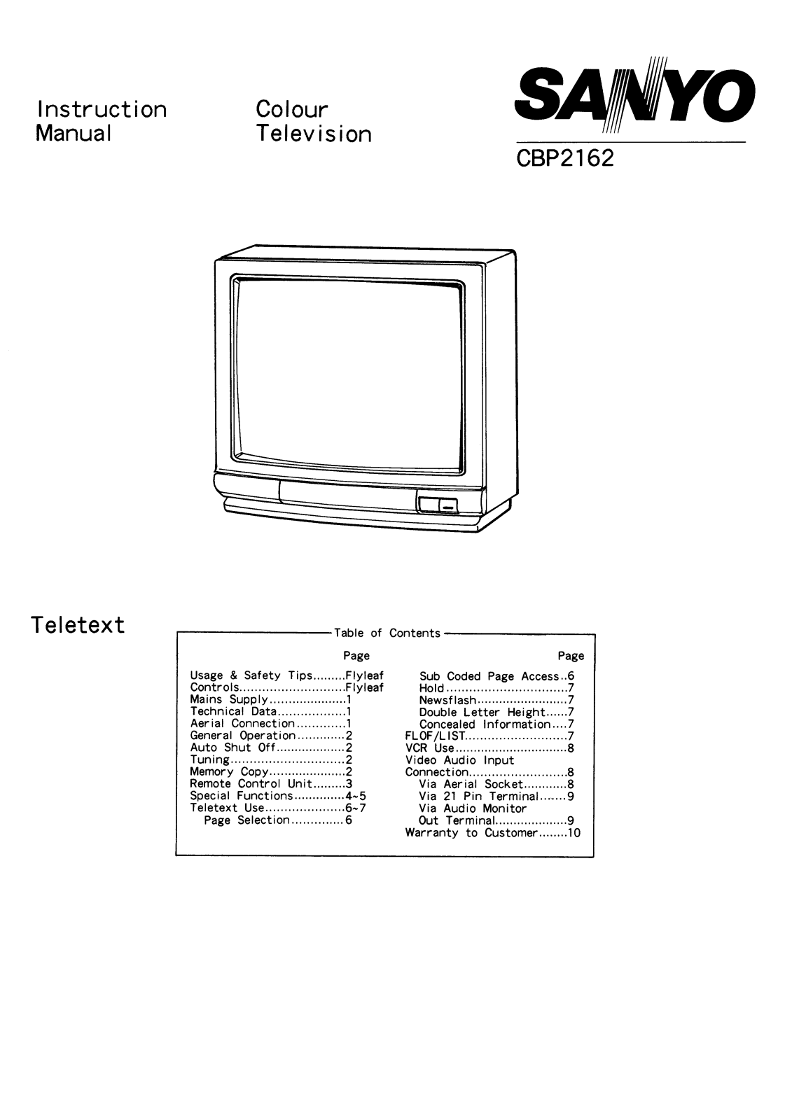 Sanyo CBP2162 Instruction Manual