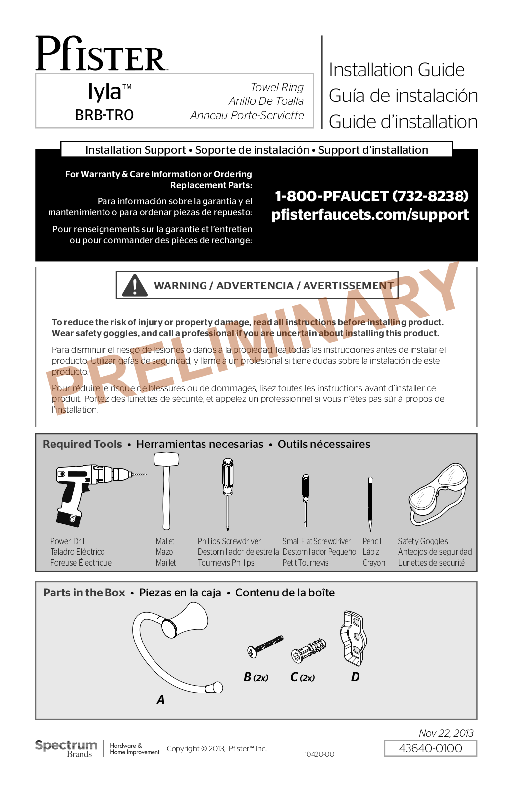 Pfister BRB-TR0K User Manual