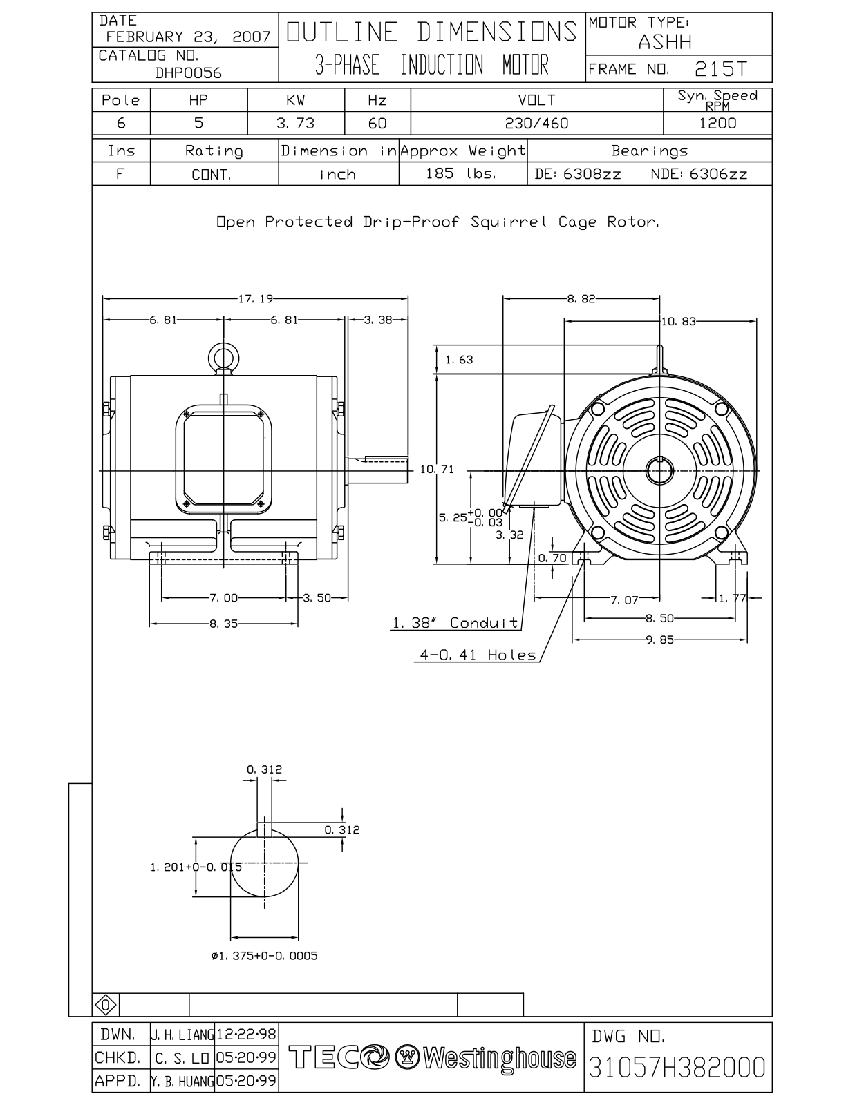 Datasheet DHP0056 Reference Drawing (Teco) - ManualMachine.com