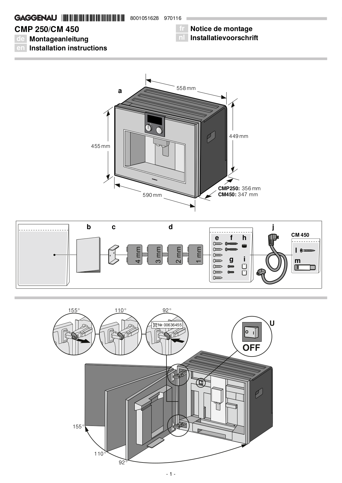 Gaggenau CM450-111 Installation Guide