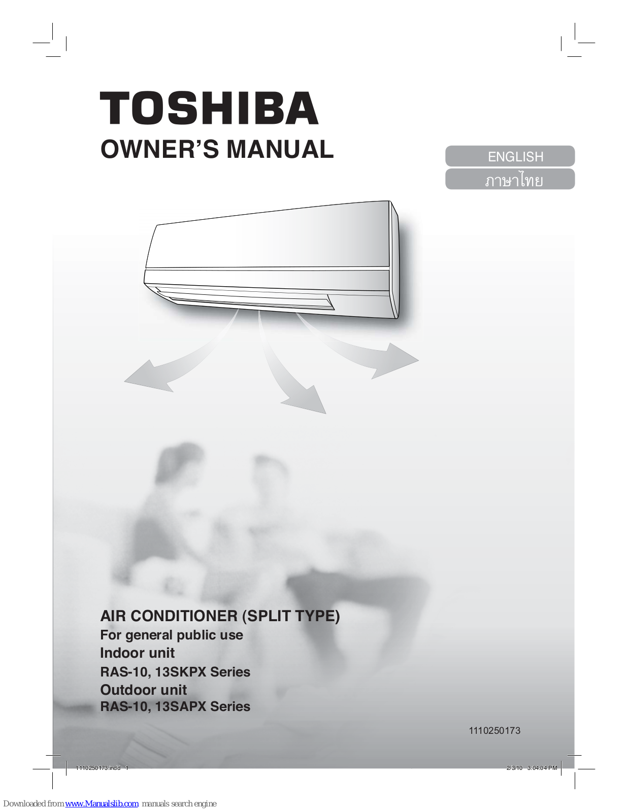 Toshiba RAS-10, 13SKPX Series Owner's Manual