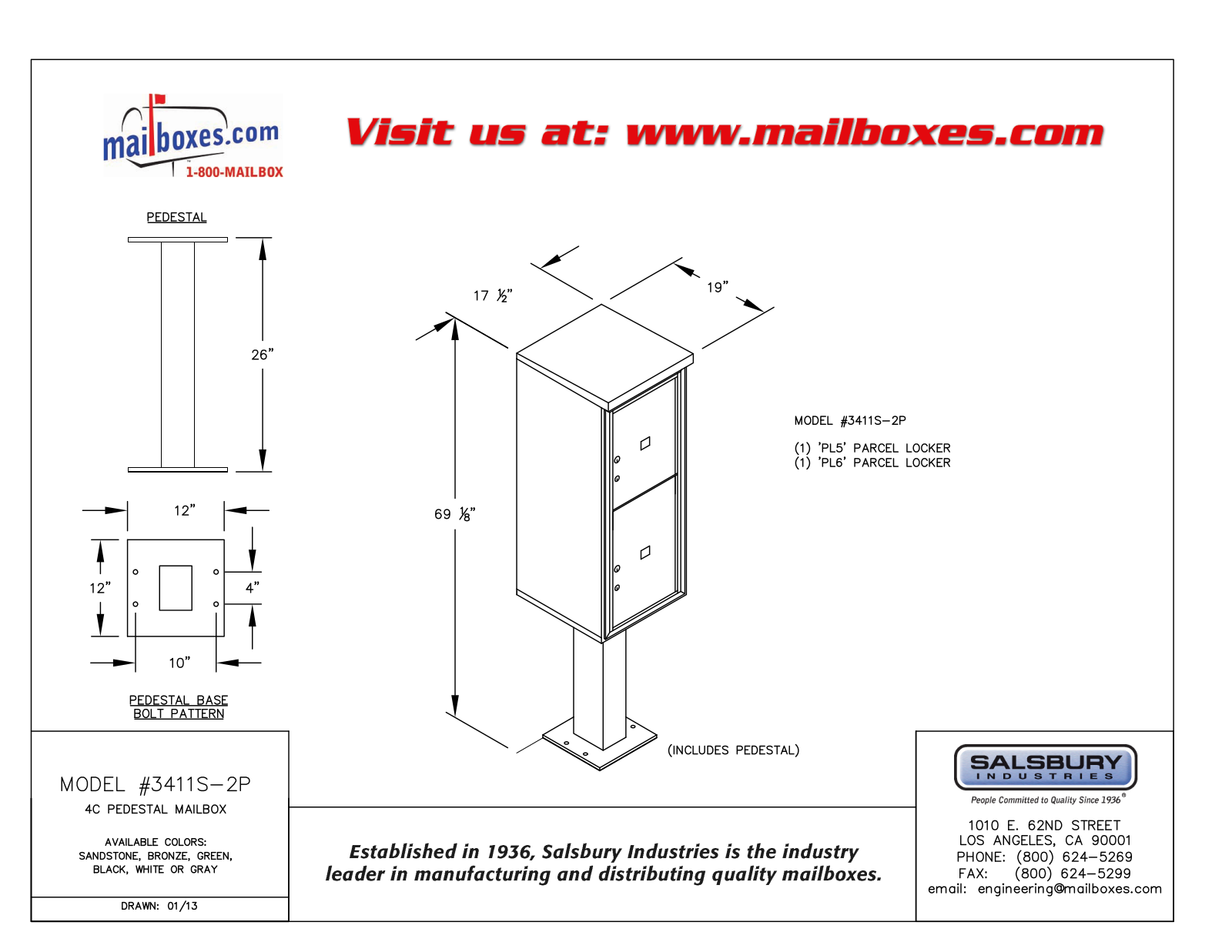 Salsbury Industries 3411S2PWHT User Manual