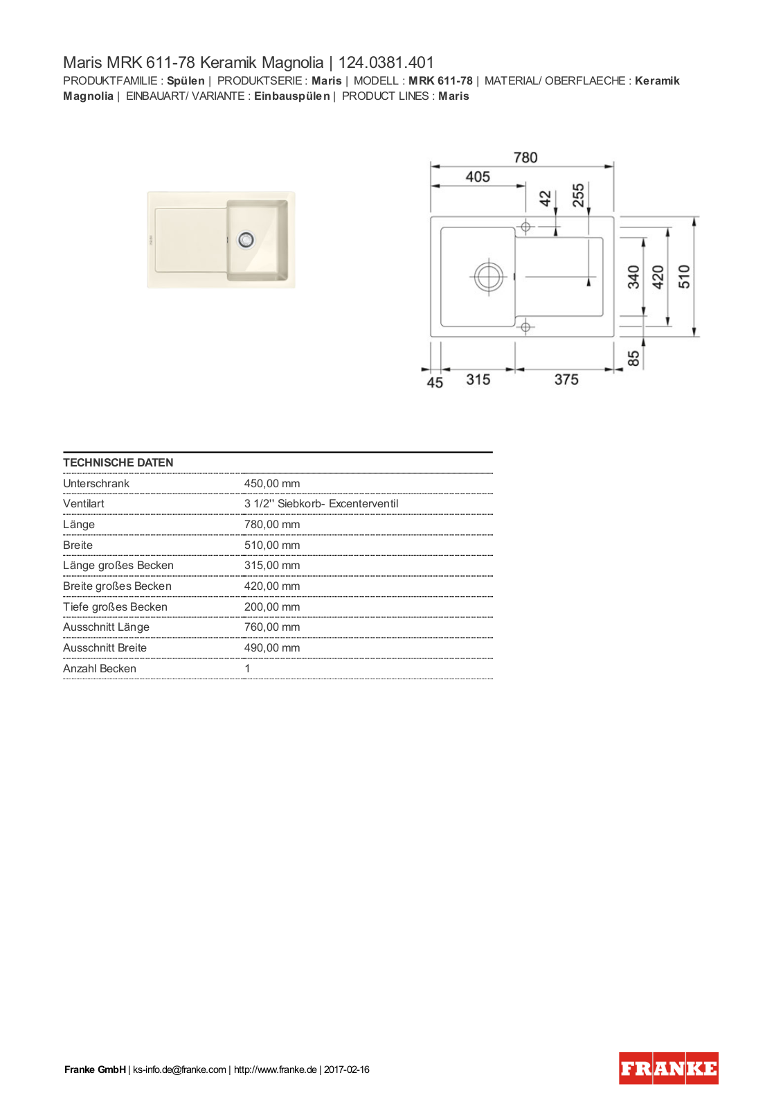 Franke 124.0381.401 Service Manual