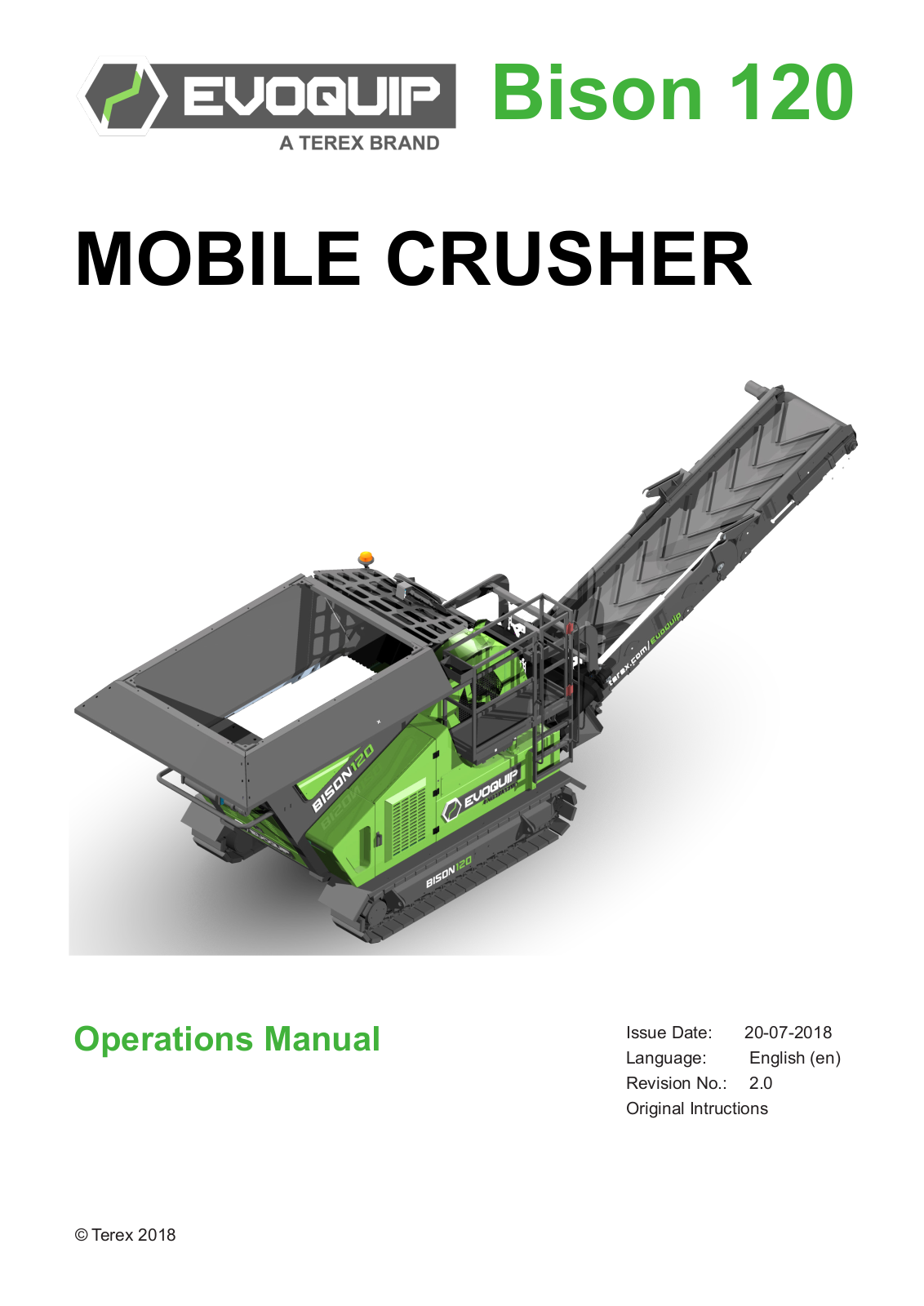 Terex Evoquip Bison 120 Operation Manual