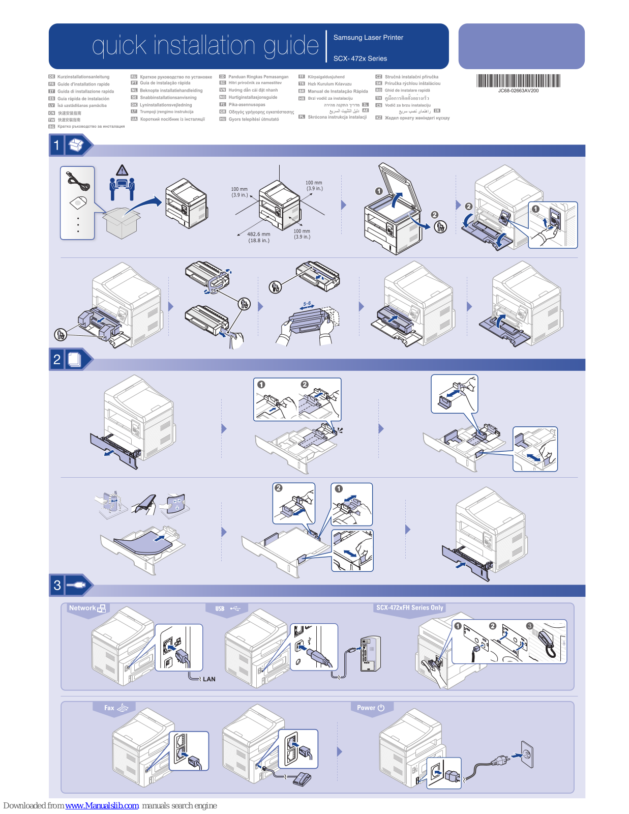 Samsung SCX-4705ND, SCX-4728FD, SCX-4729FD, SCX-4729FW, SCX-4729FD 28ppm Mono Multifunction Printer Quick Installation Manual