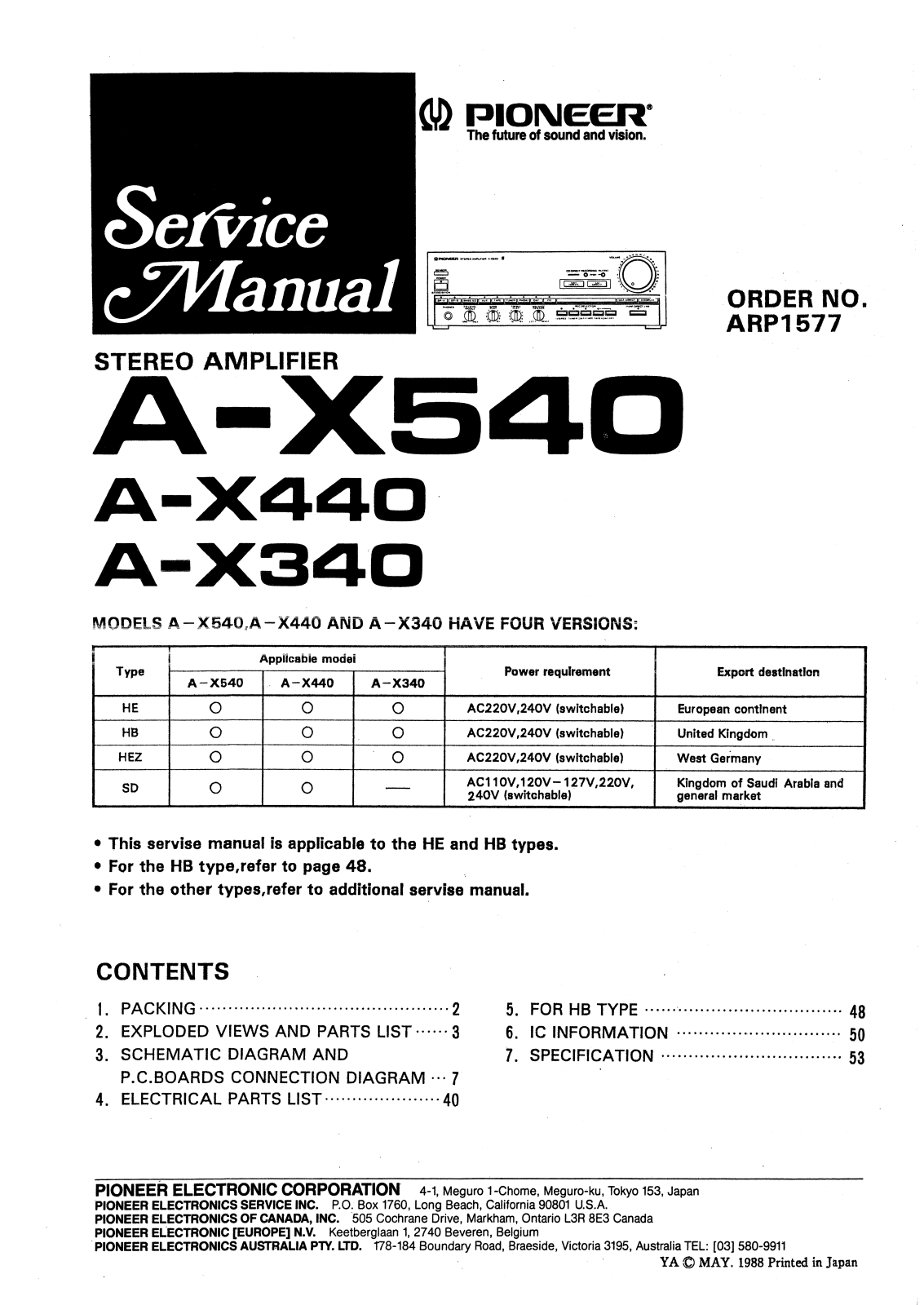 Pioneer AX-340, AX-440, AX-540 Service manual