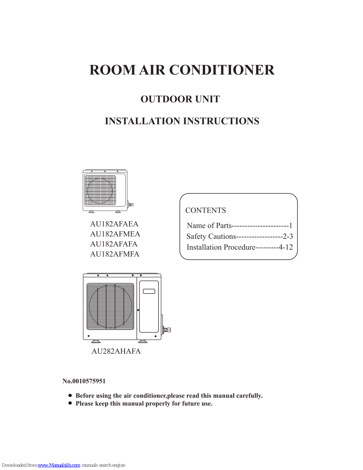 Haier AU282AHAFA, AU182AFMEA, AU182AFAFA, AU182AFMFA Installation Instructions Manual