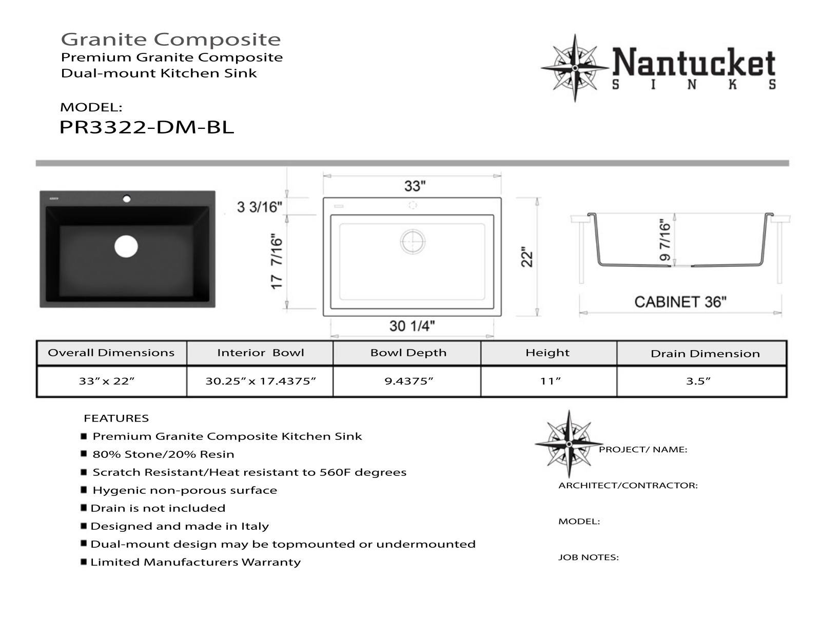 Nantucket PR3322DMBL User Manual