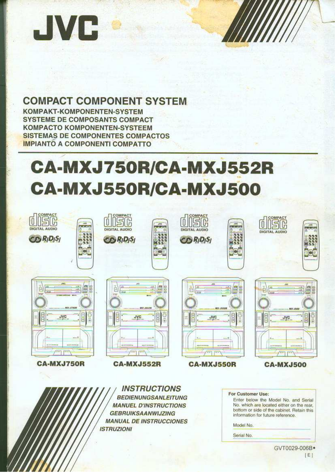 Jvc CA-MXJ550R, CA-MXJ500, CA-MXJ552R User Manual