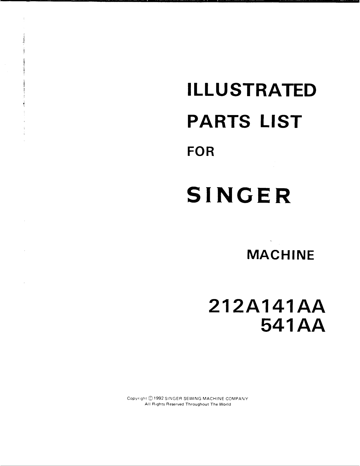 Singer 212A141AA, 212A541AA User Manual